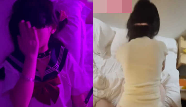 Leaked Premium Contrast Slut Sex Compilation! Wearing Schoolgirl Uniform with Black Stockings, Boyfriend Pounds Her Thick Waist and Phat Ass from Behind, Pussy Clenches Wildly and Squirts White Cum Frenzy!