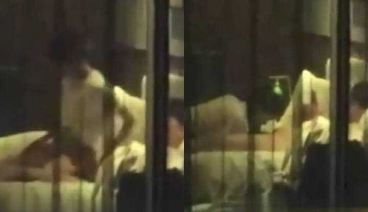 Peeking at the young couple next door having sex, making my blood boil with excitement