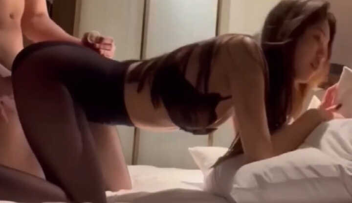 Premium Black Stockings Female Coworker Conquered by My Huge Cock - Face Reveal Handjob