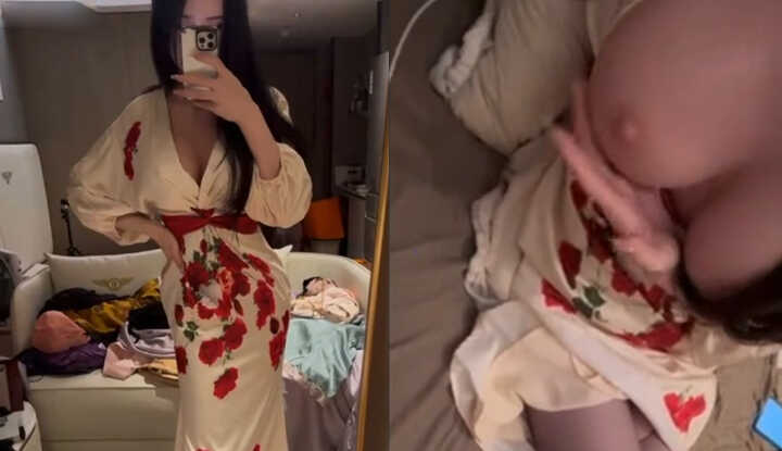 Sexy big sis slips into pajamas and craves an orgasm before bed