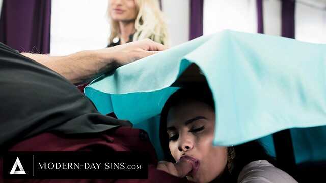 MODERN-DAY SINS - Violet Starr Swallows Cheater's Cum While His Wife Rachael Cavalli Waits Upstairs!